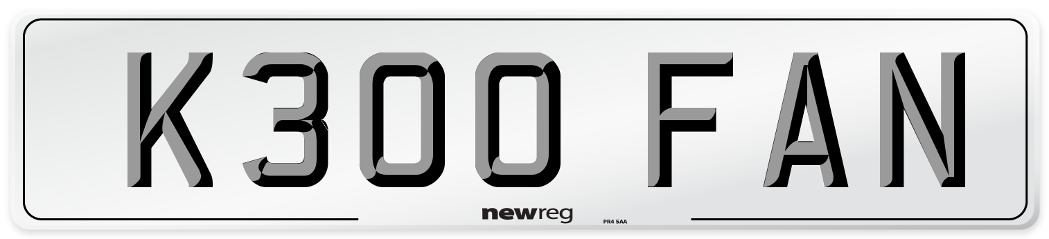 K300 FAN Number Plate from New Reg
